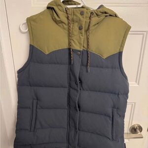 Patagonia Olive and Gray Hooded Vest